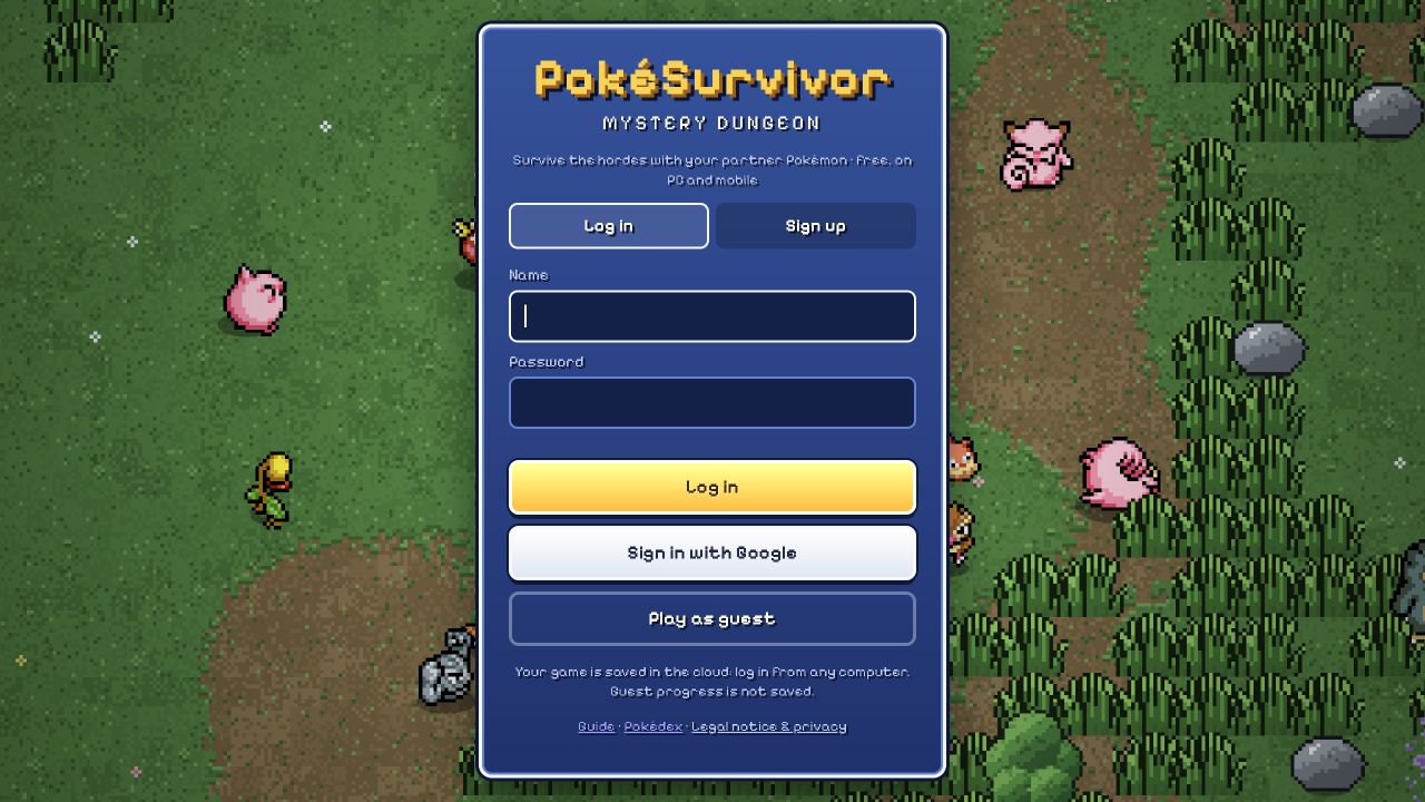 Original game entry with Play as guest and its progress warning