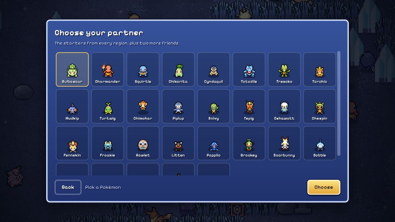 Original game starter-selection screen captured on desktop